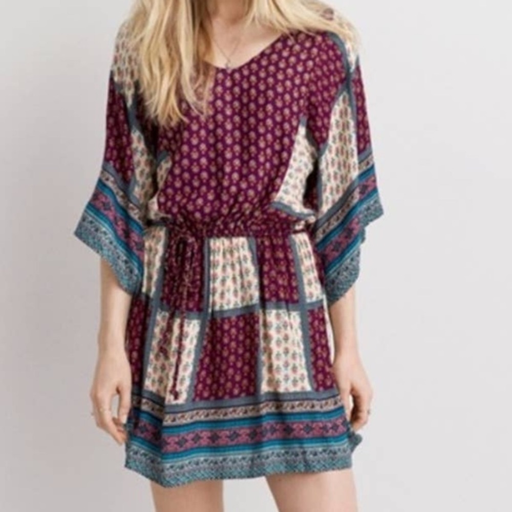 American Eagle Patchwork Boho Dress - image 1